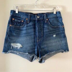 Levi’s 501 High Rise Distressed Button-fly Cut-off Shorts